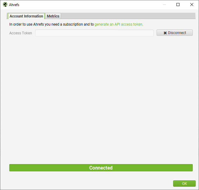 Ahrefs API Konfiguration in Screaming Frog SEO Spider