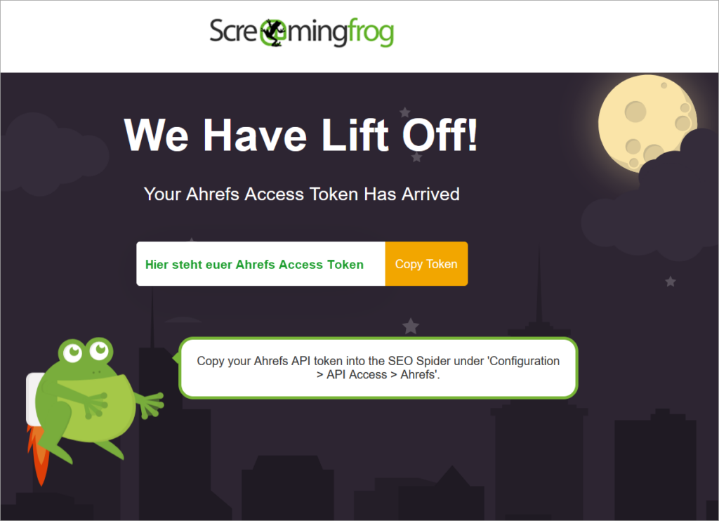 Ahrefs API Access Token Landingpage