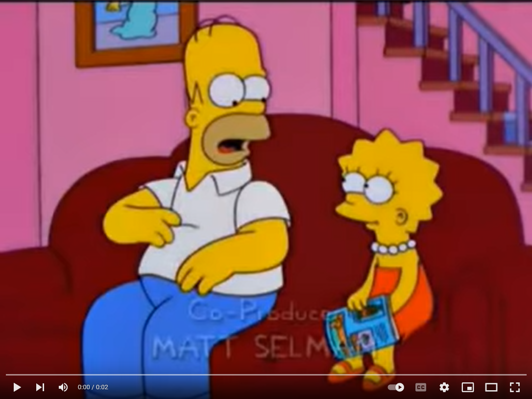 Link zu einem Youtube Video einer Simpsons Folge. Homer fragt Lisa, ob es das Internet denn immer noch gibt.