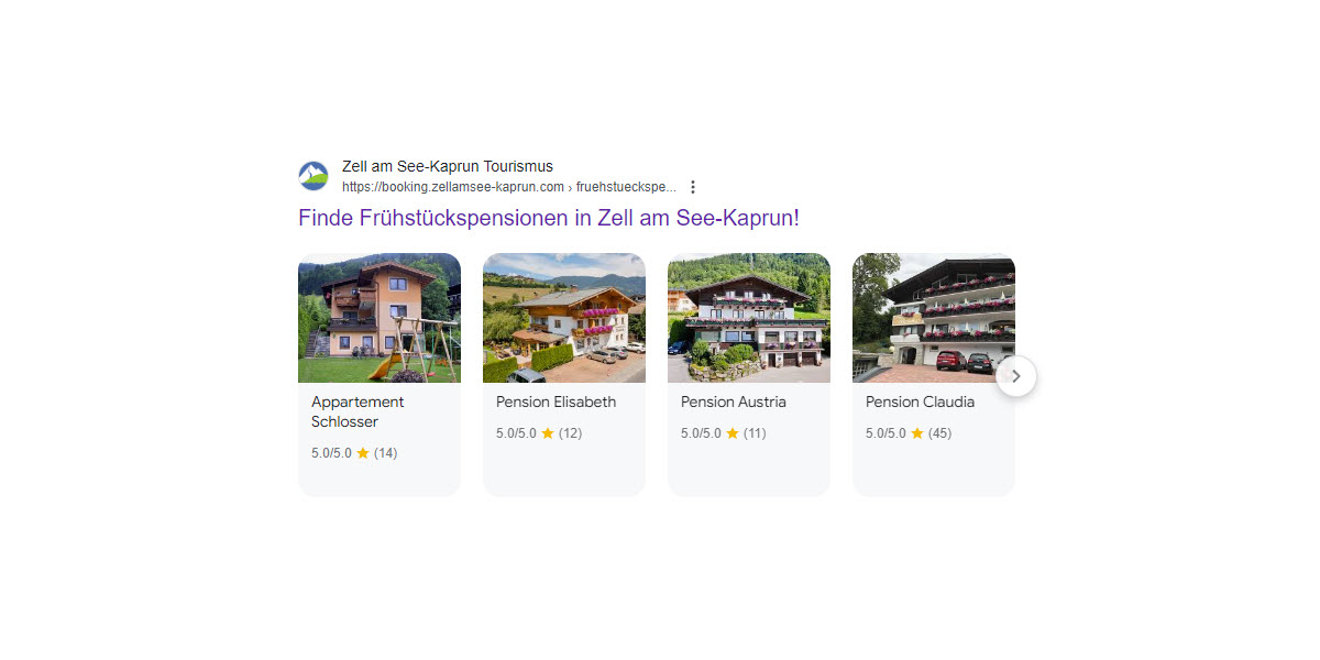 Structured Data Carousels in der österreichischen Google Suche